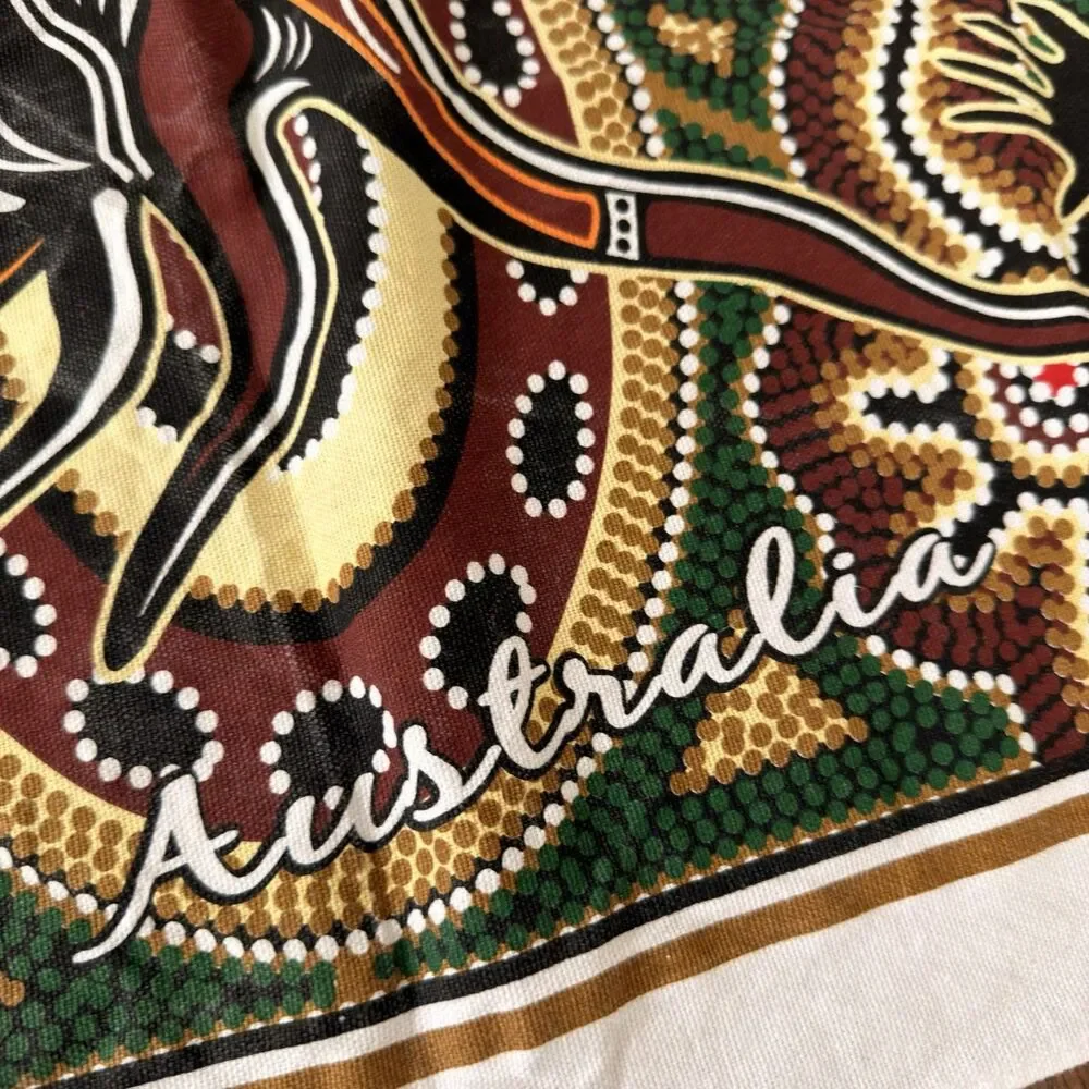 Australia Kangaroo Dot Art Cotton Tea Towel Aboriginal Style Souvenir 30x19.5